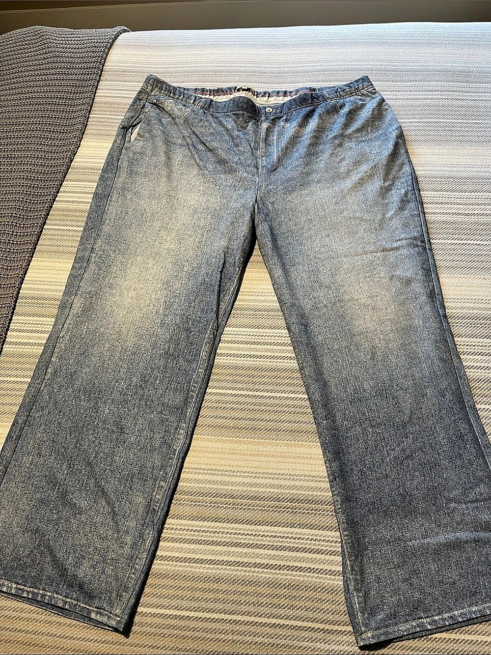 BOGO AnyBody Drapey Denim Full Length Pull-On Pants Blue 2X